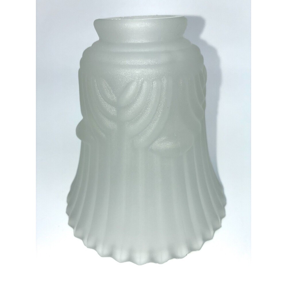 Bell Shaped Replacement Shade Draped Ribbed Glass Satin Frosted Scalloped Edge